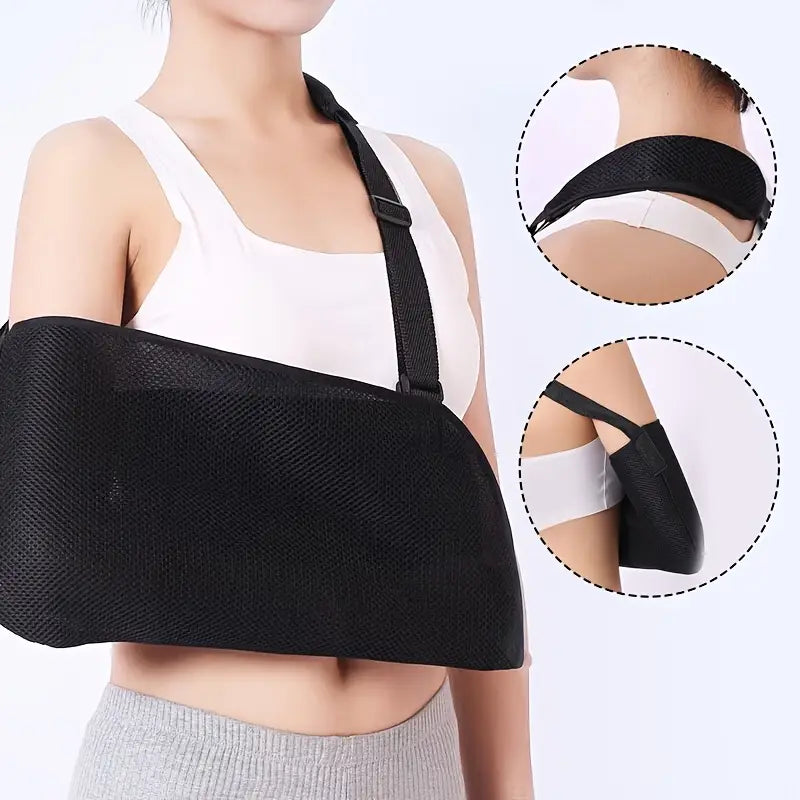 Armslinga med justerbar axelrem – Andningsbart armstöd för skador & rehab