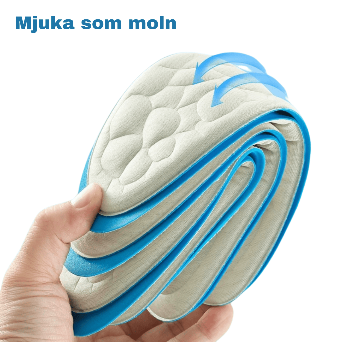 Mjuka och flexibla 4D skoinlägg som formar sig efter foten