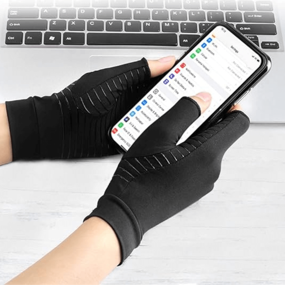 Koppar kompressionshandskar mot artros, artrit, stelhet, ledvärk