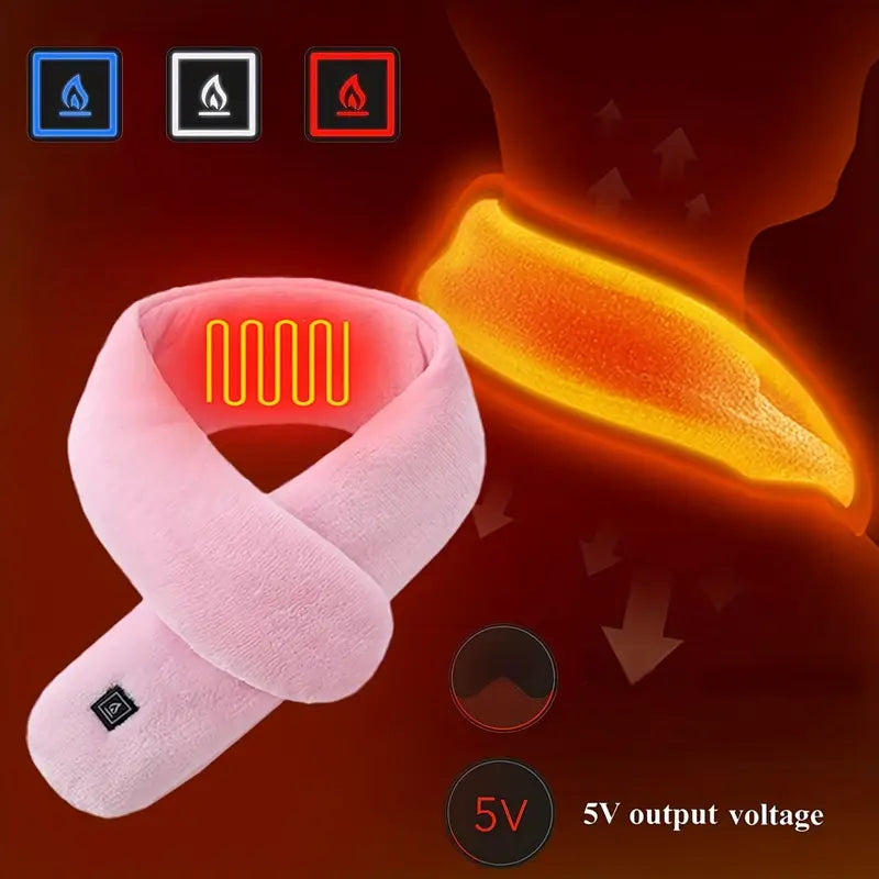 Uppvärmd halsduk med tre värmelägen – mjuk, uppladdningsbar och perfekt för kalla dagar