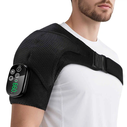 Trådlös axelmassager med justerbart band för bekväm användning