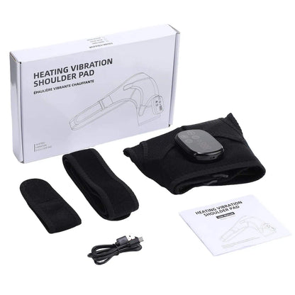 Axelmassage med värme levereras med tillbehör och bruksanvisning