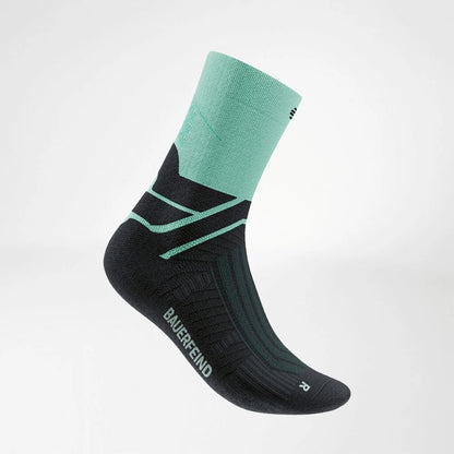 Run Performance Mid Cut löparstrumpa med ljust mintgrönt skaft och mörk fot