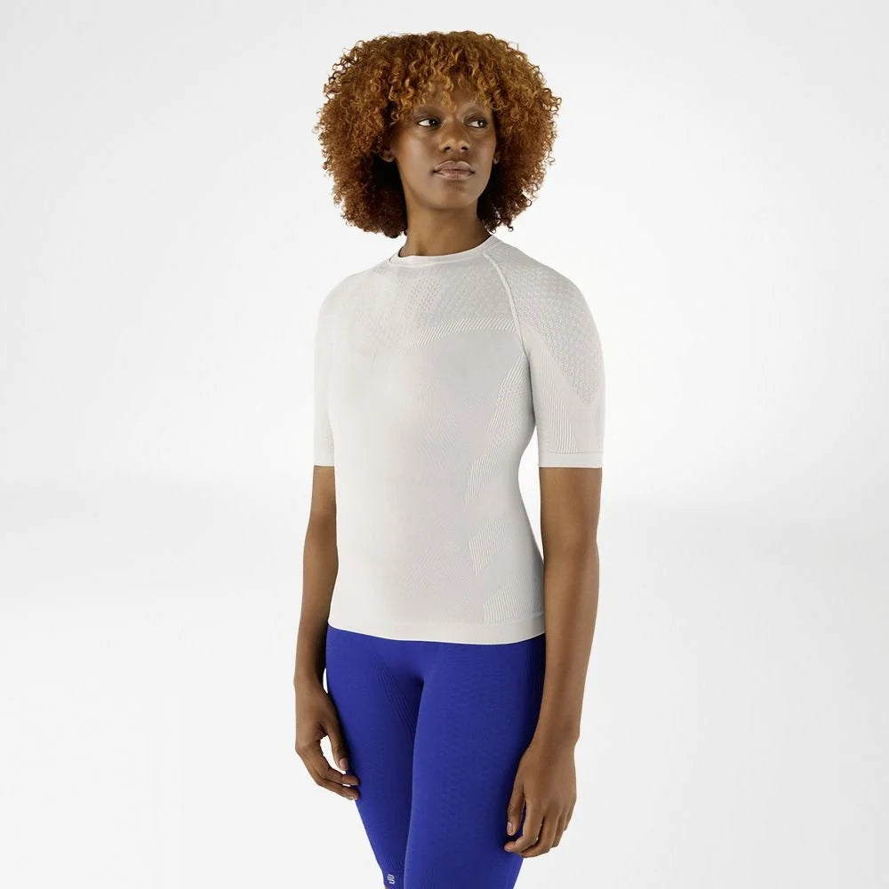 Bauerfeind Sports Compression kortärmad tröja dam i silver, framifrån