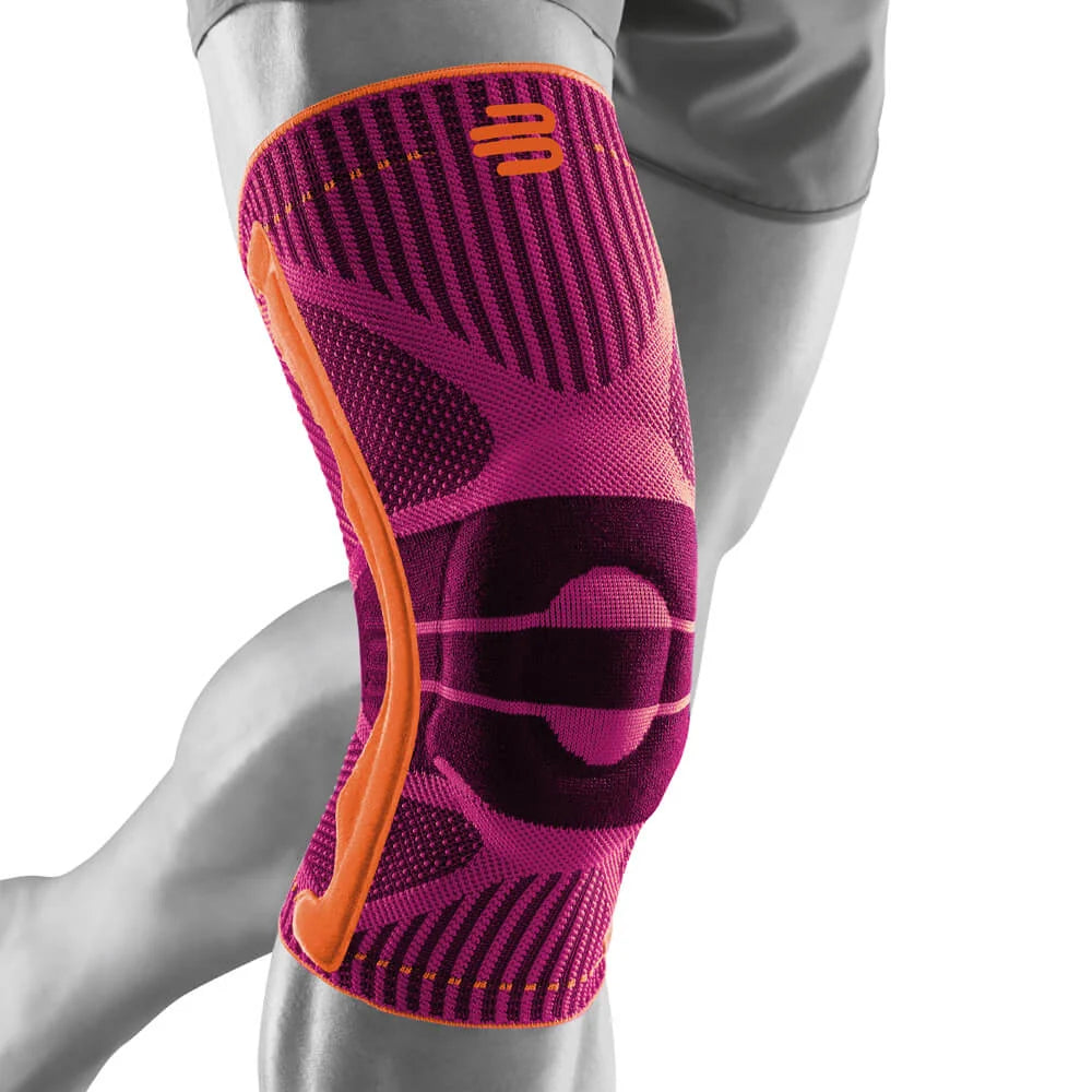 Bauerfeind Sports Knee Support knästöd i rosa med orange detaljer