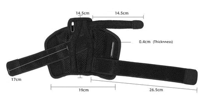 Närbild på handledsstödets material och konstruktion med produktmått