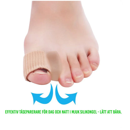 Tåseparerare som används direkt på foten vid vardagsbruk