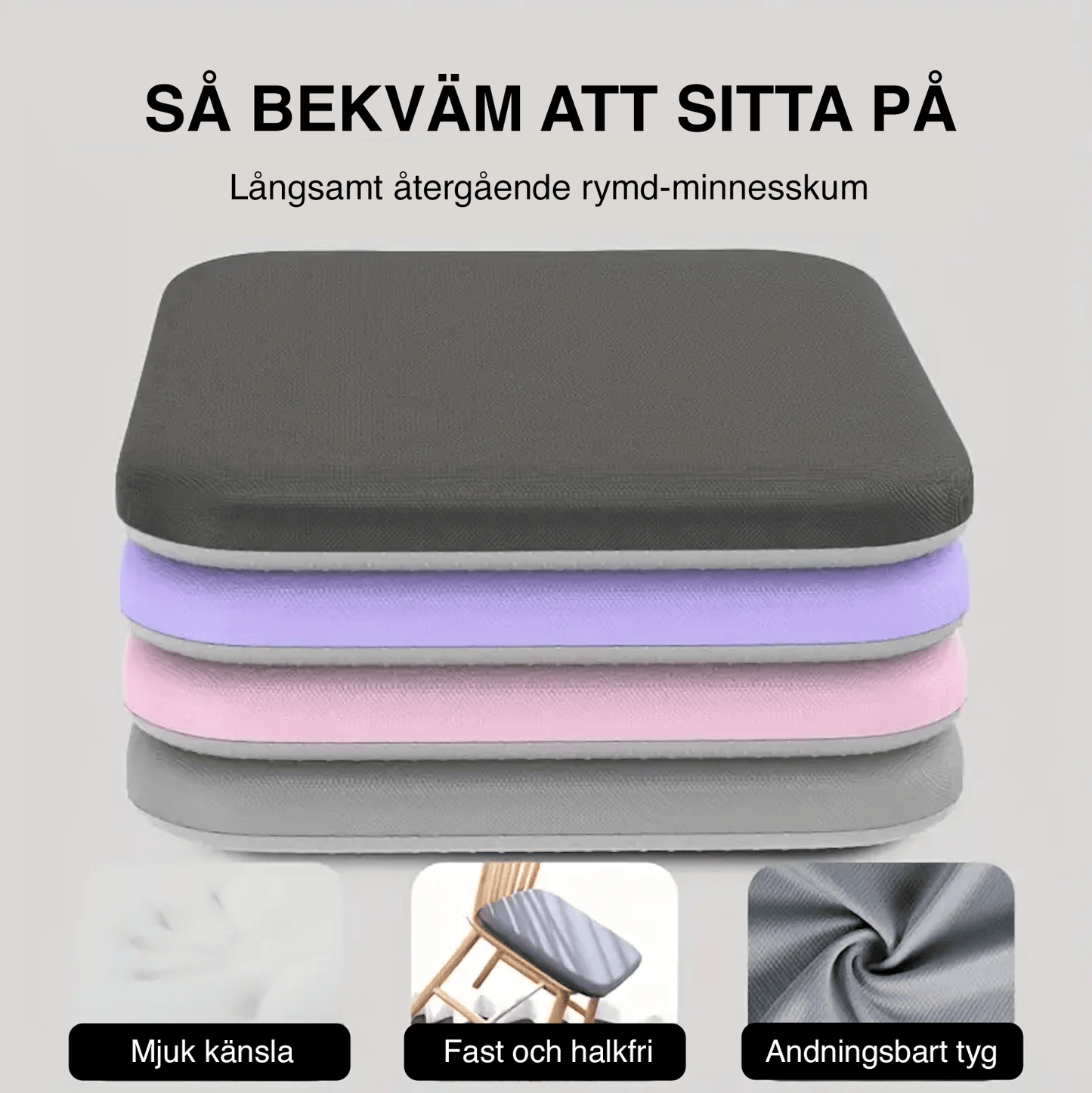 Memory foam sittdyna som ger jämn tryckavlastning