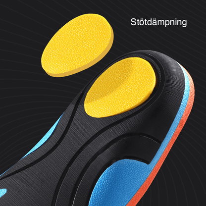 Detaljbild på stötdämpande zoner i ergonomiska inlägg