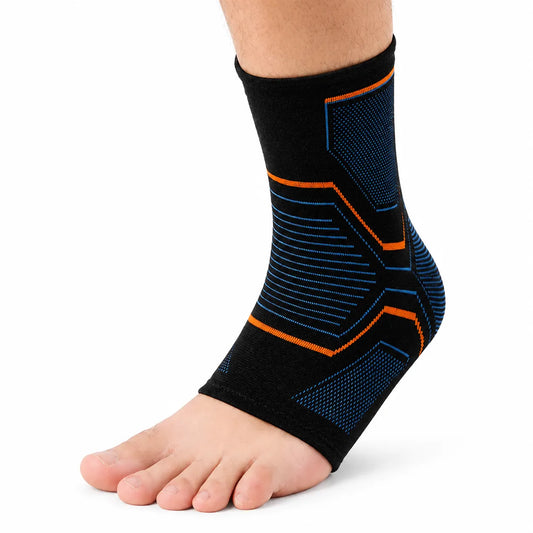 Fotledsstöd vid plantar fasciit med elastisk och följsam passform som ger bekvämt stöd runt fotled och fotvalv.