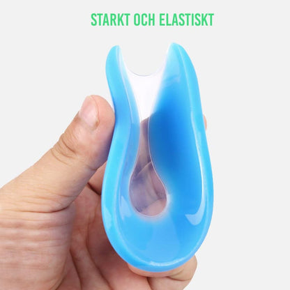 Närbild av flexibelt gelinlägg som visar elastisk konstruktion och form