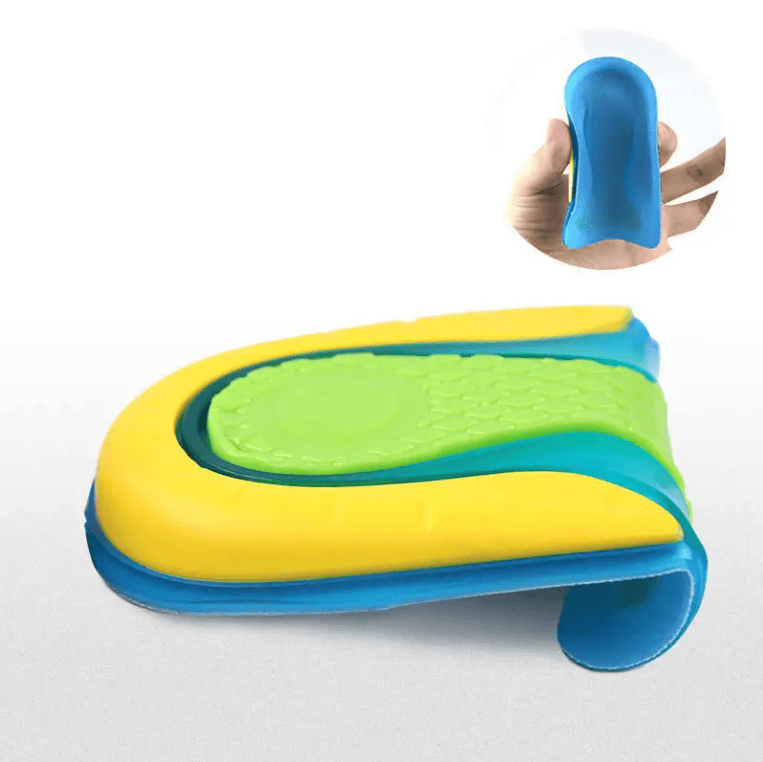 U-formad hälkudde i flera lager som visar flexibel och stötdämpande gel