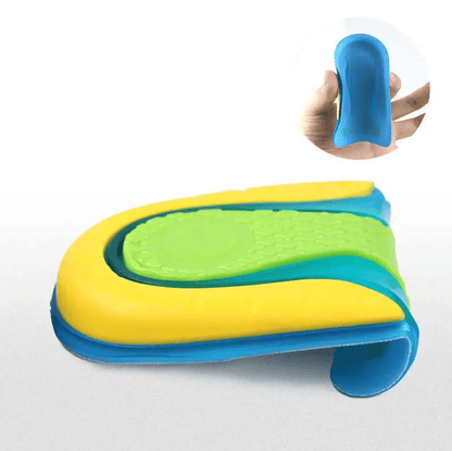 U-formad hälkudde i flera lager som visar flexibel och stötdämpande gel