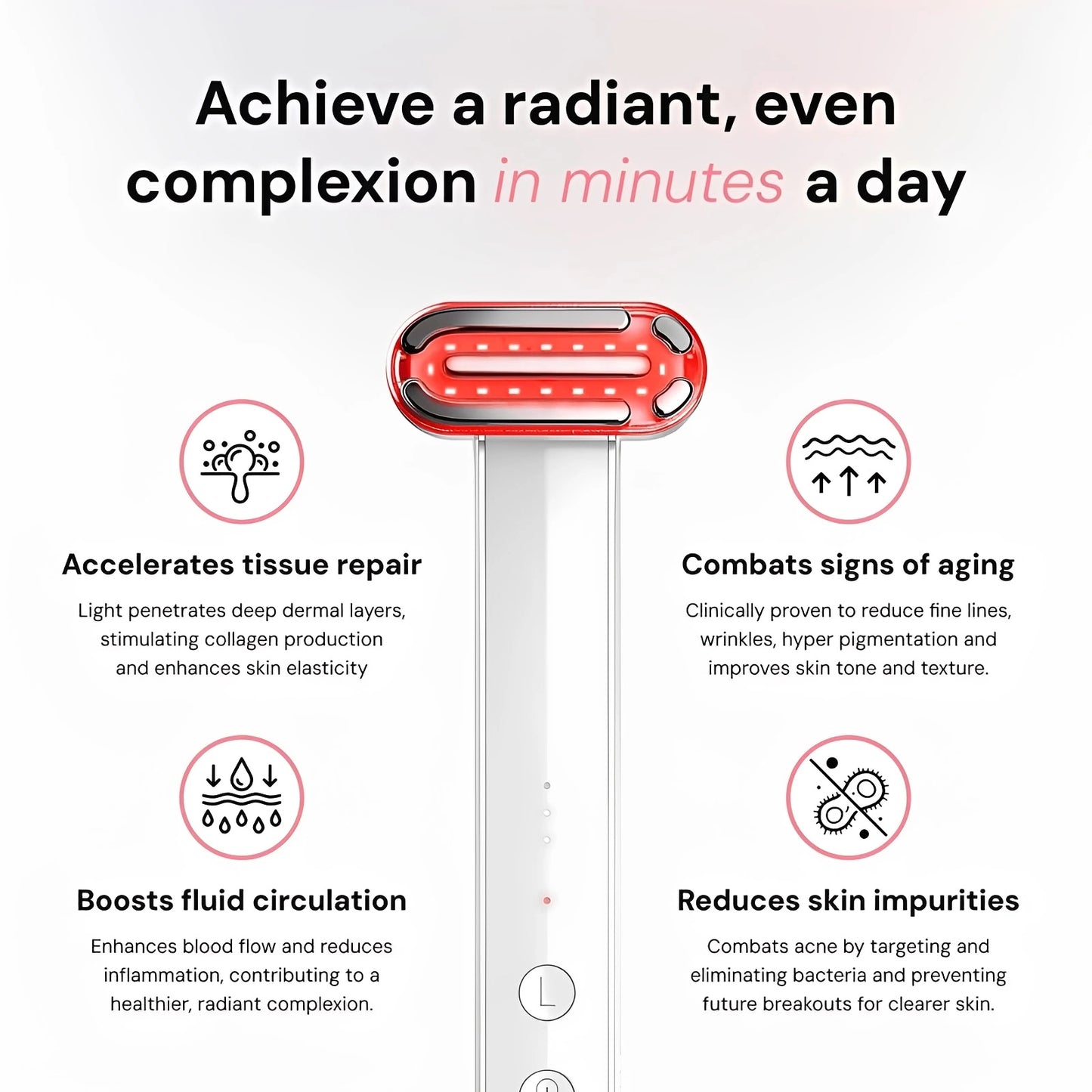 Närbild på behandlingshuvud med ljuselement