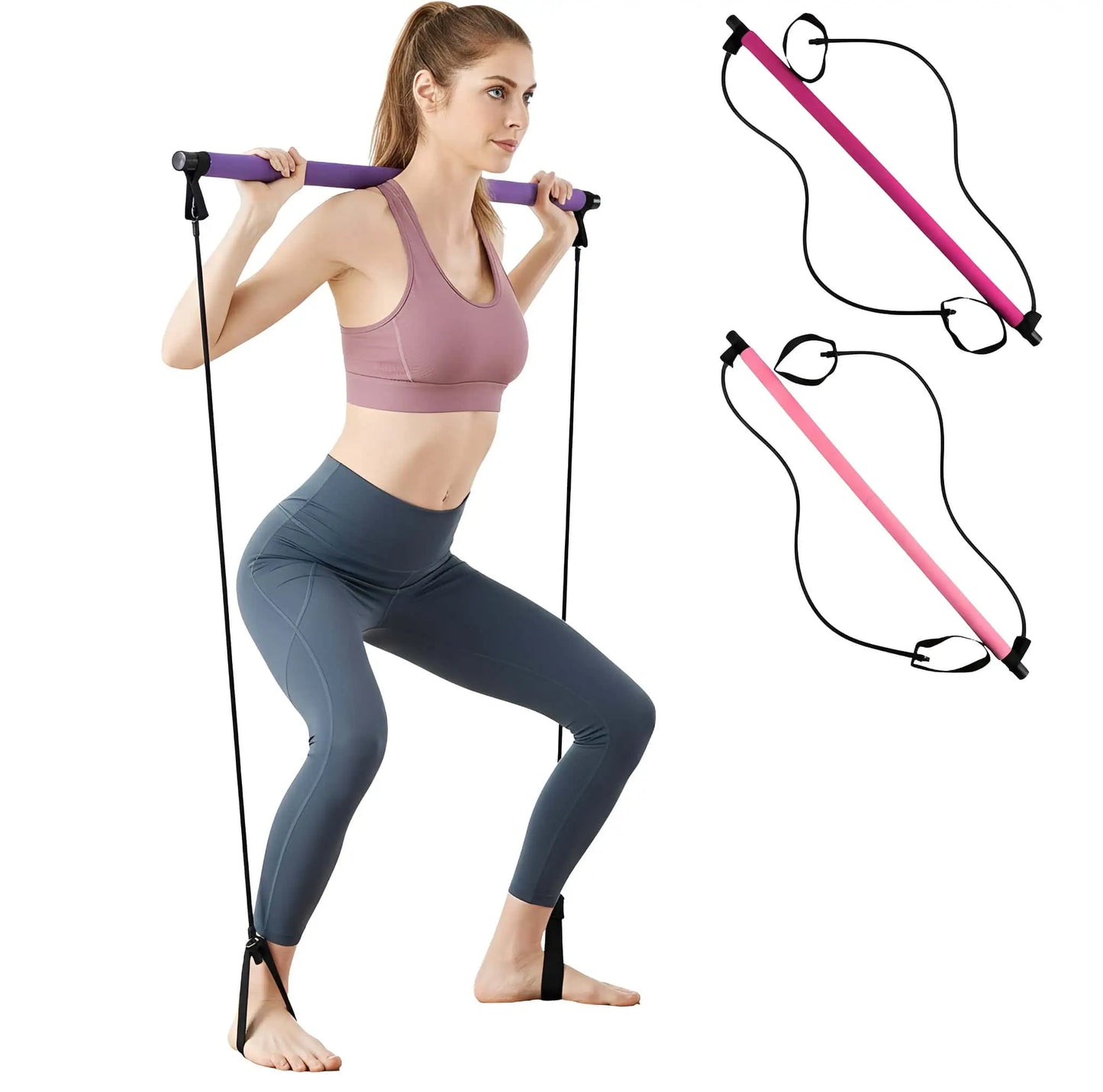 Justerbar träningsstång med elastiska band för träning