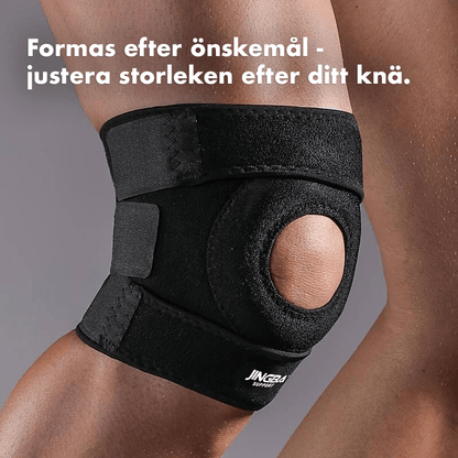 Justerbart knäskydd som används vid rörelse och träning