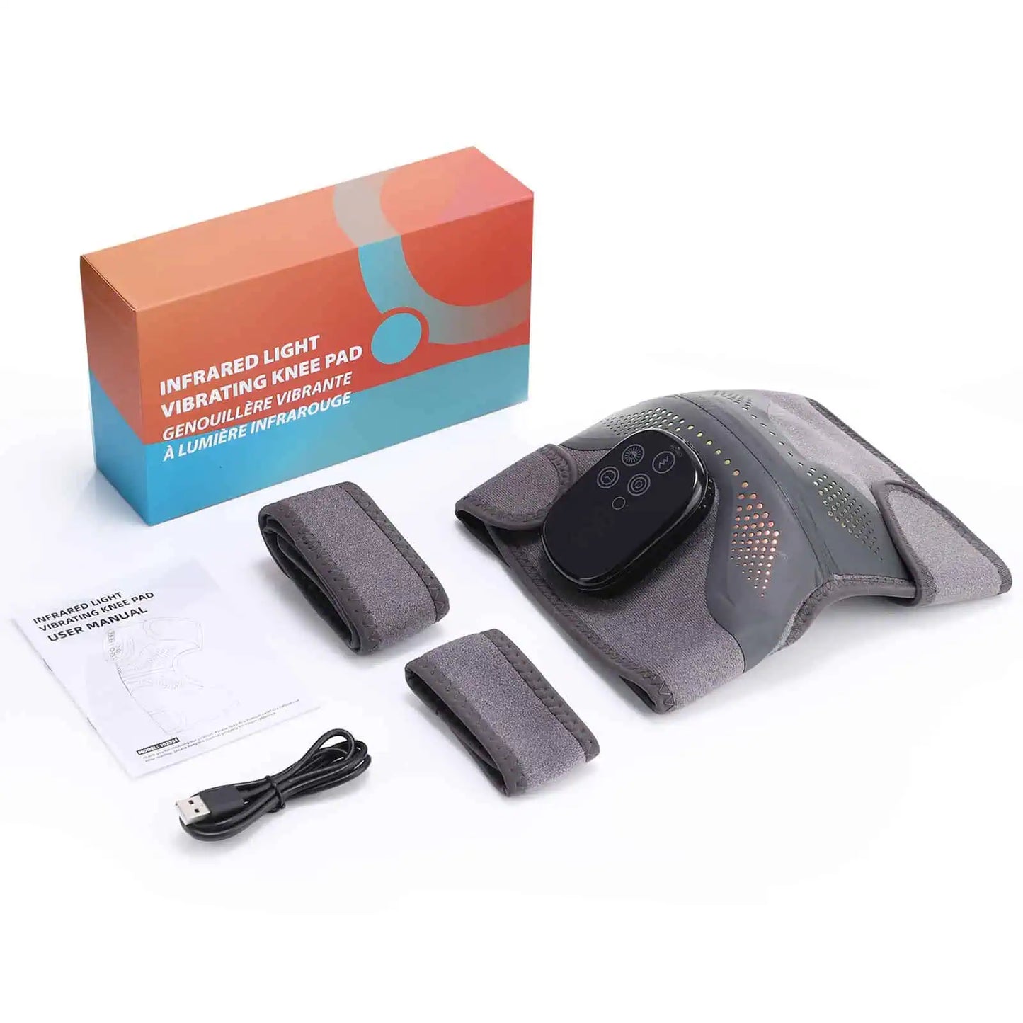 Förpackning och tillbehör till knämassageenhet