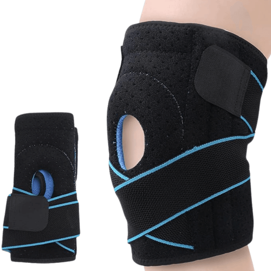 Knäskydd med dubbla sidostabilisatorer runt knäleden