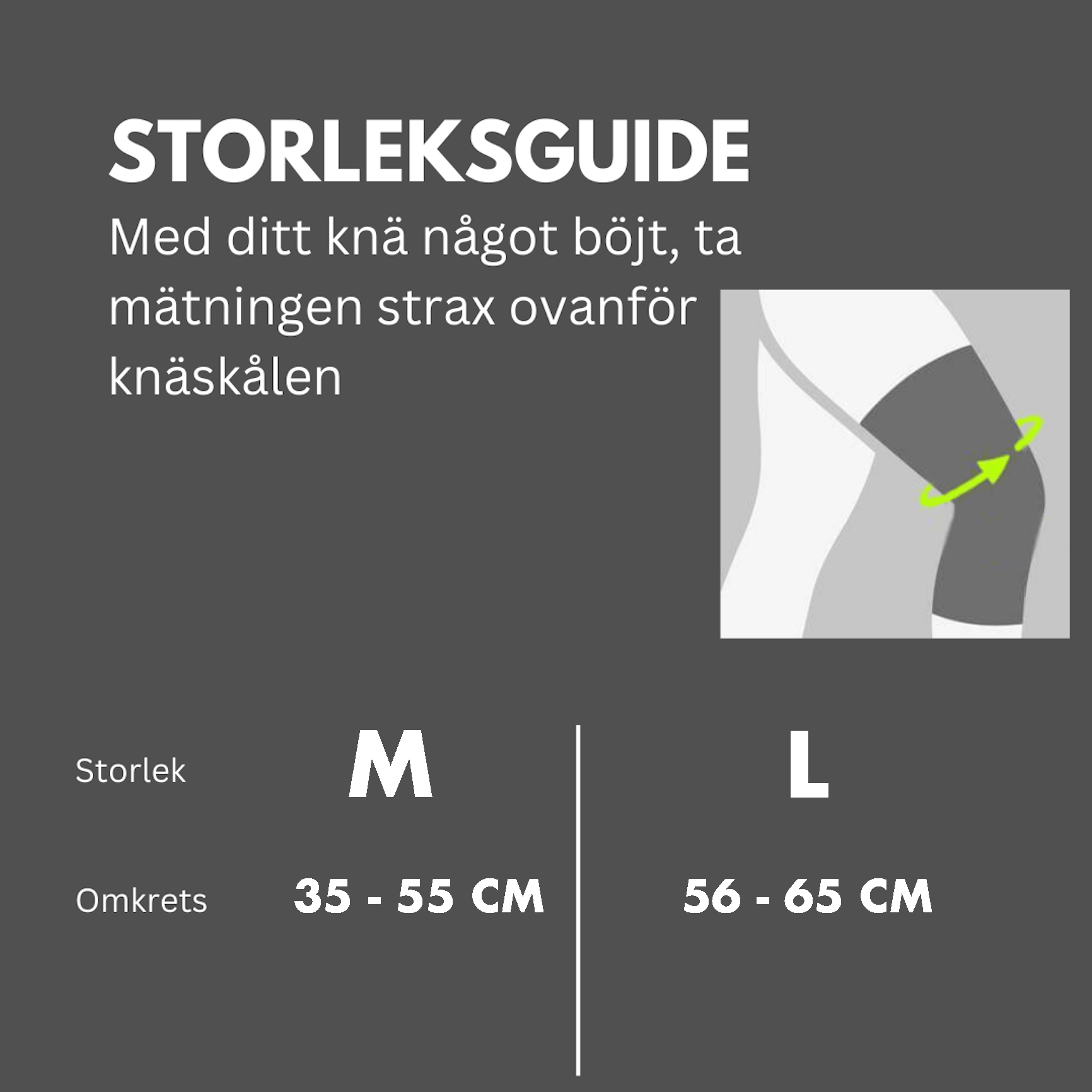 Storleksguide till knästöd för hopparknä & schlatterknä