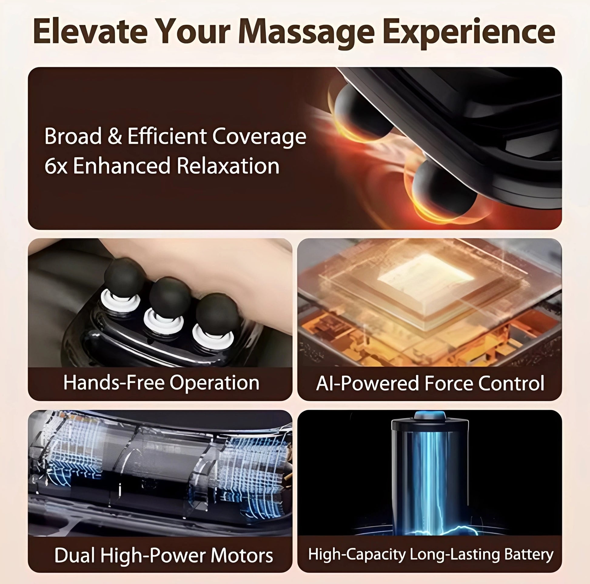 Ai baserad massageapparat med lång batteritid.