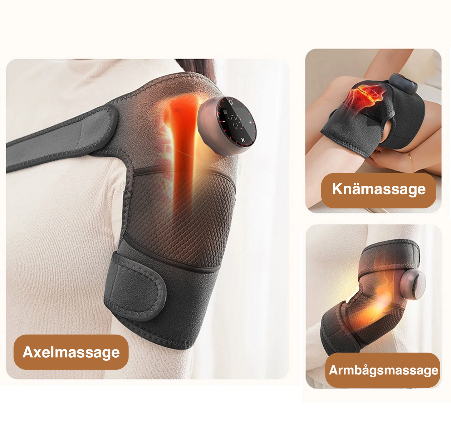 Multifunktionellt Värme- & Massagestöd – För Knä, Axel & Armbåge