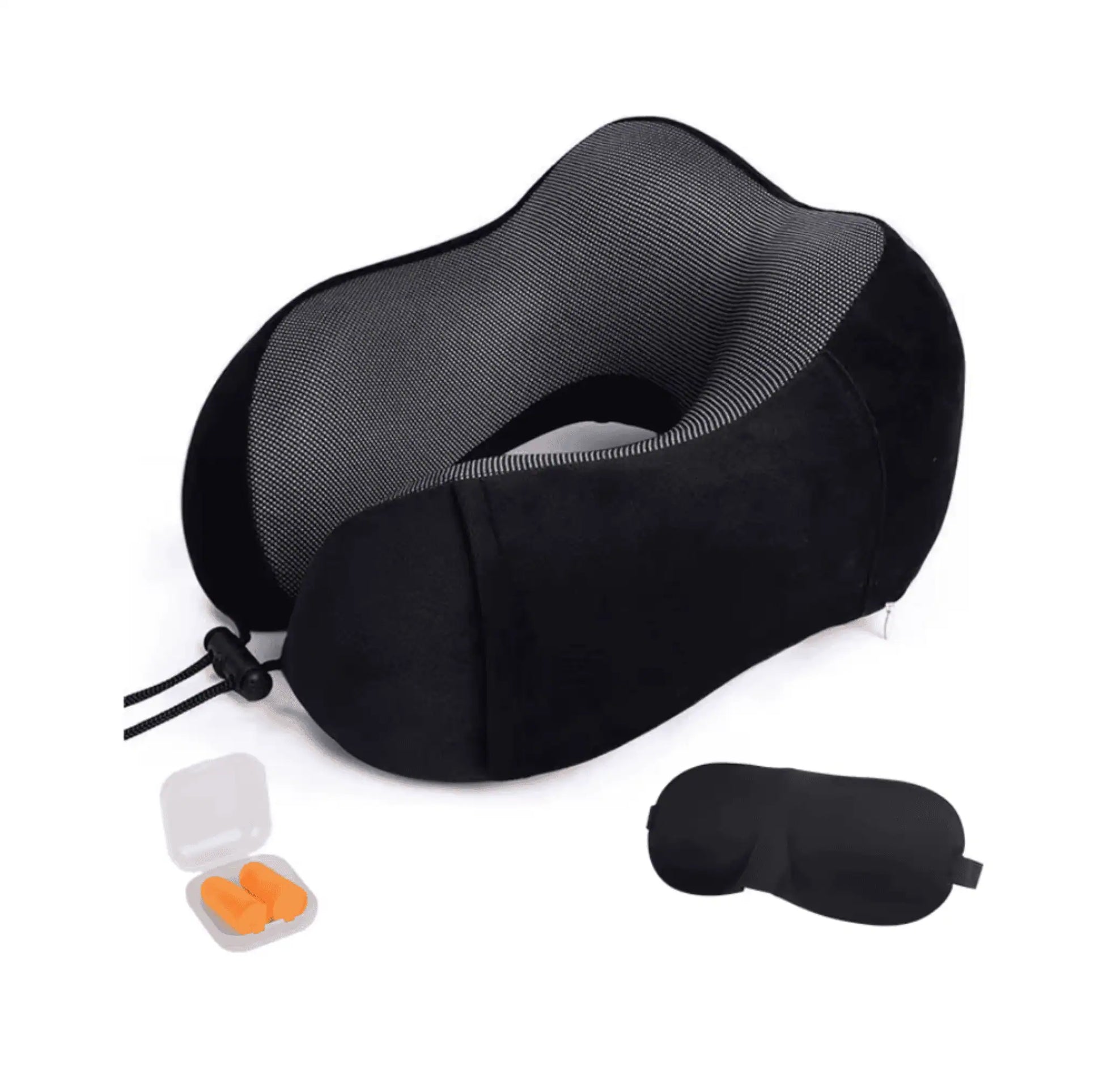 Resekudde med huvudstöd som ger stöd för nacke i sittande position
