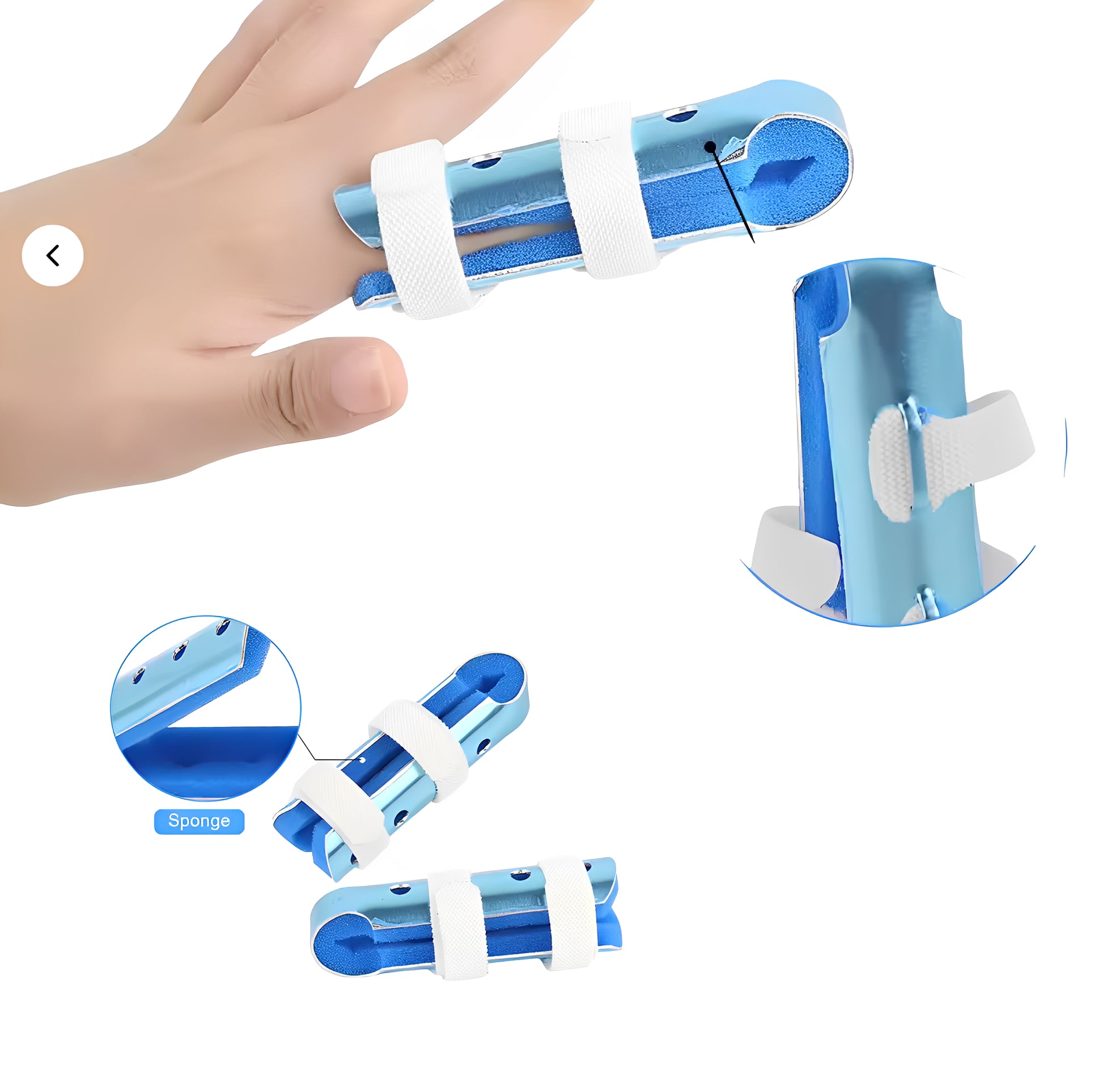 Person placerar aluminium fingerskena på ett finger