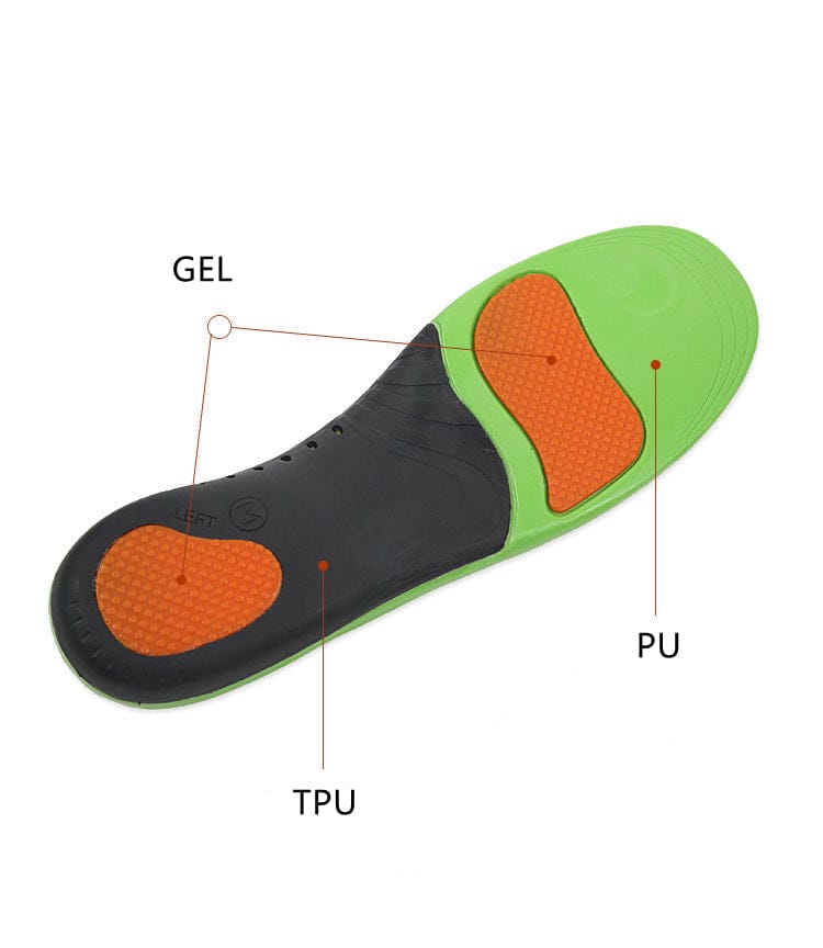 Detaljvy av stötdämpande zon i häl och framfot