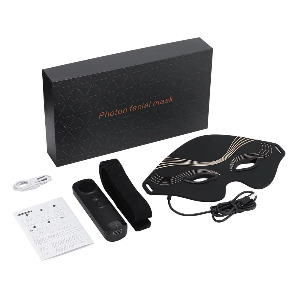 Komplett set med rödljusterapi ögonmask, fjärrkontroll och tillbehör