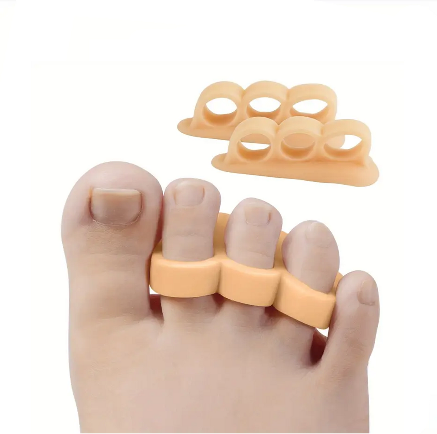 Silikon tåspridare med fotstöd som delar tårna!