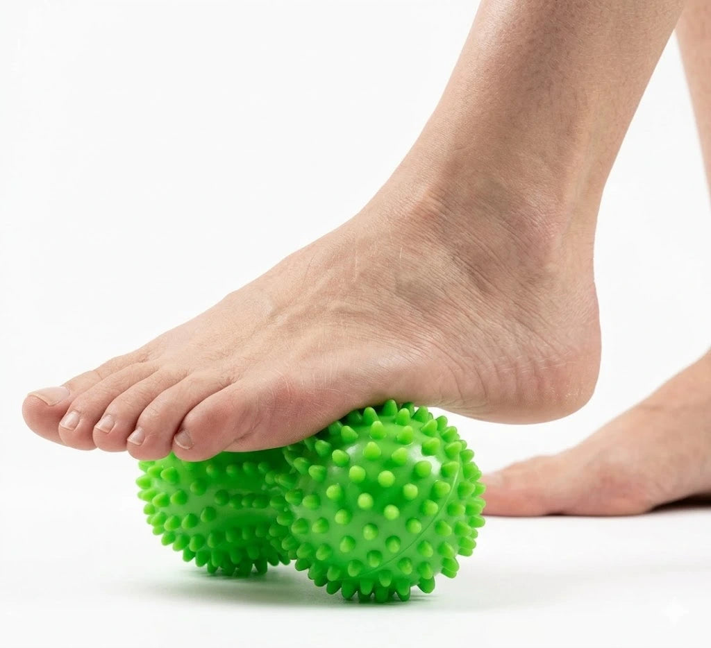 Taggig massageboll peanut som används under foten