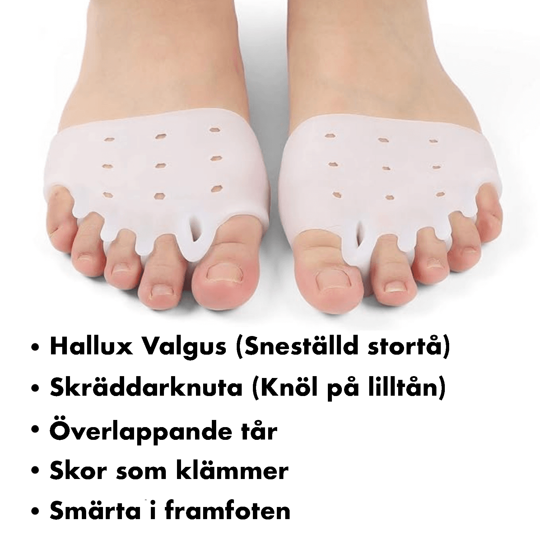 Tåseparerare som håller alla tår isär