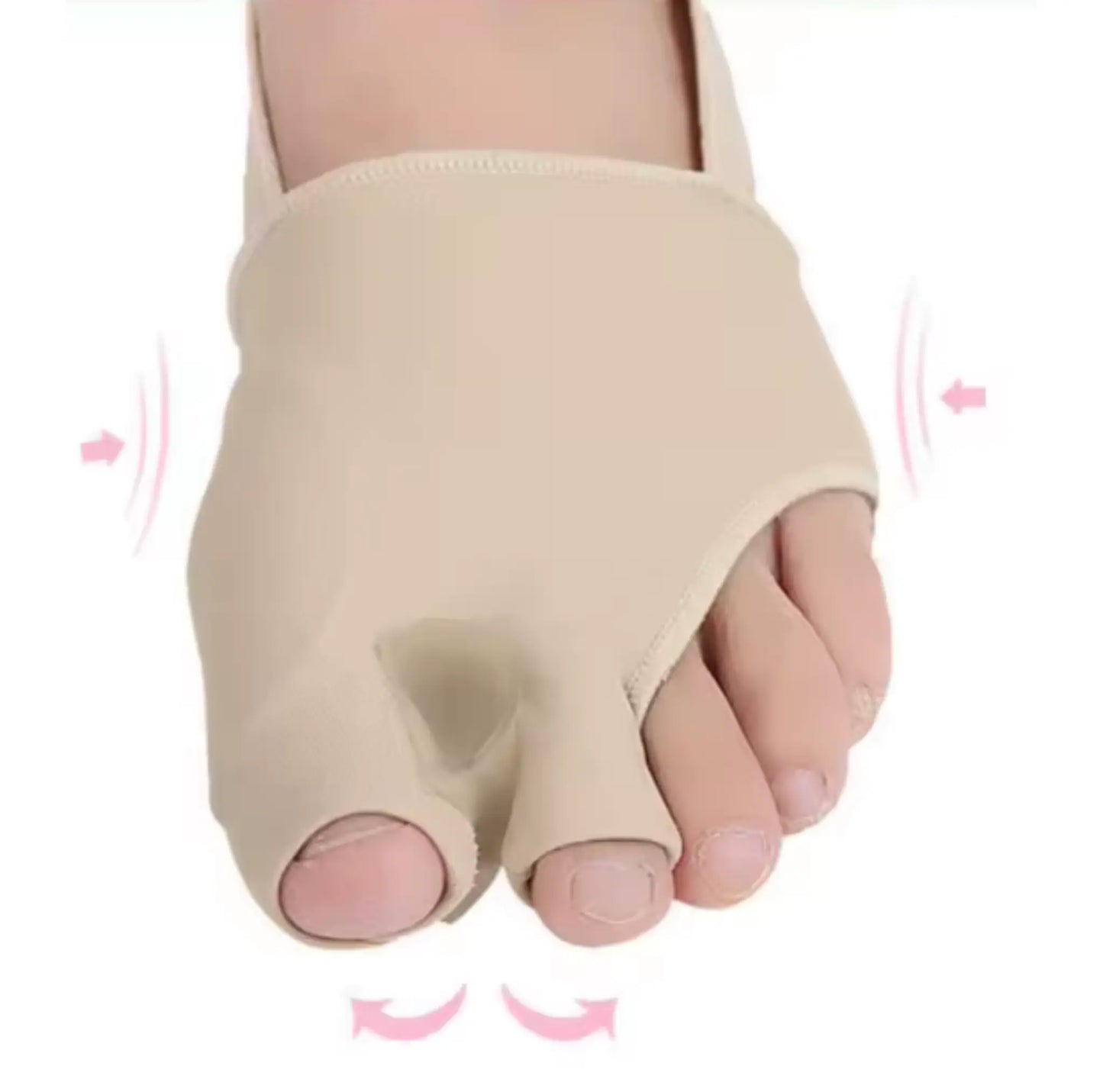 Produkten placerad mellan stortå och intilliggande tå