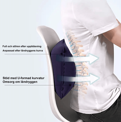 Kudde placerad bakom ryggen för extra stöd